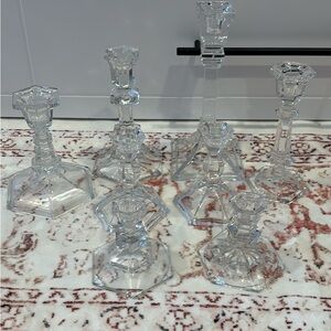 Elegant Clear Crystal Candle Holders Set